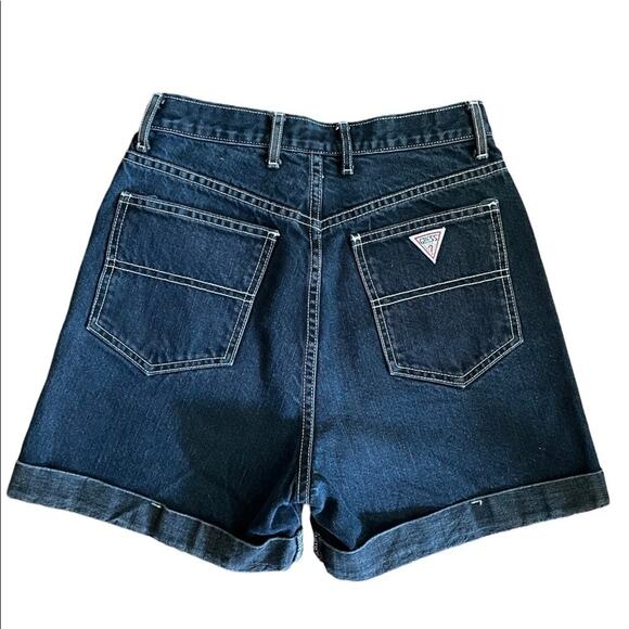 VTG Guess High Rise Boyfriend SHORTS Womens 27 Black Denim Y2K 90s Button Down - Picture 2 of 7